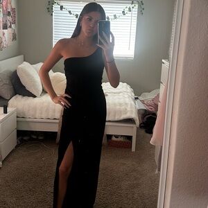 windsor black one shoulder dress